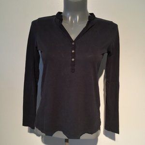MASSIMO Duitti Long Sleeve Button Front V-Neck Top